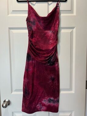 Velvet Torch Burgundy Tie-Dye Slip Midi Dress